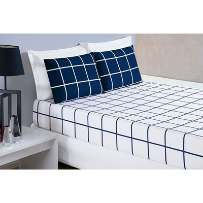 Jogo De Cama Lençol 200 Fios Austin Queen 03 Peças - Marinho
