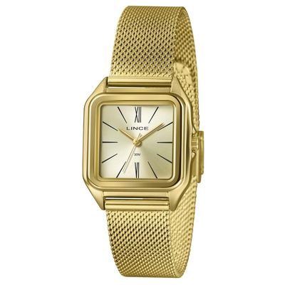 Relógio Lince Feminino Ref: Lqgm057l30 C3kx Retangular Mesh Dourado