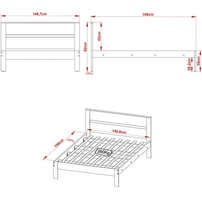 Cama de casal MDP CM8005 Amendoa/Branco - Gran Belo