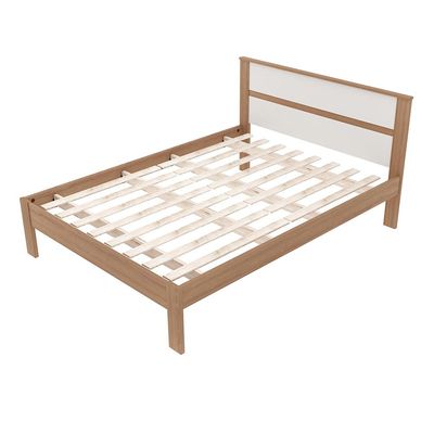 Cama de casal MDP CM8005 Amendoa/Branco - Gran Belo