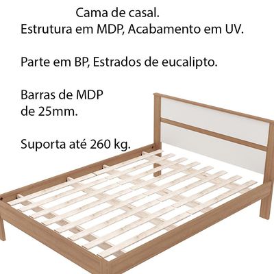 Cama de casal MDP CM8005 Amendoa/Branco - Gran Belo