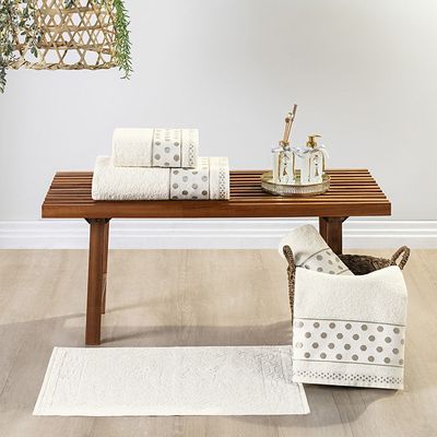 Jogo de Banho Toalhas Celine 5 Peças 100% Algodão 450g/m² Suave - Pérola Palha