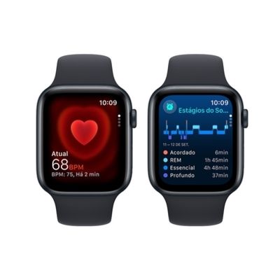 Apple Watch SE (GPS 44 mm) Caixa Meia-noite de Alumínio Pulseira Esportiva Meia-noite