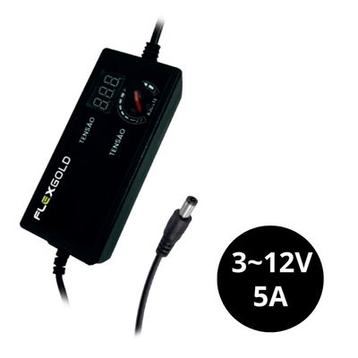 Fonte de alimentação Chaveada Ajustável 3 à 12V 5A FX-FT-07