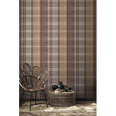 Papel de Parede Botany House Xadrez Roxo 15568