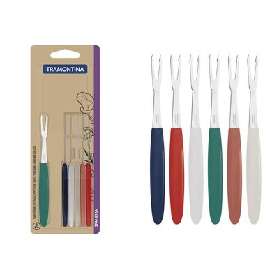 Conjunto de Garfos para Petiscos Tramontina Ipanema com Laminas em Aço Inox e Cabos de Polipropileno Colorido 6 Peças