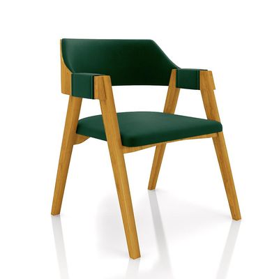 Conjunto Mesa de Jogos Carteado Bellagio Tampo Reversível e 4 Cadeiras Madeira Poker Base Cone Veludo Verde/Mel G42 - Gran Belo