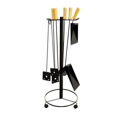 Suporte e Kit Lareira e Fogão a Lenha Aço Carbono 80x35cm
