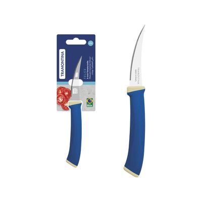 Faca para Tomate Tramontina Felice com Lâmina em Aço Inox e Cabo de Polipropileno Azul 3 polegada