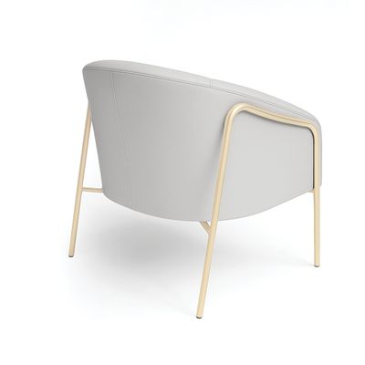 Poltrona Sala Decorativa Stella Base Alta Tubo Champanhe Sintético D03 - D'Rossi Cinza