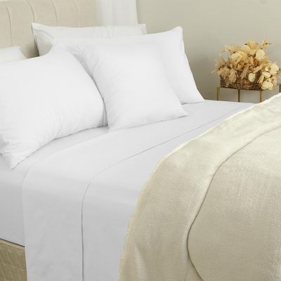 Jogo de Cama Duplo Casal 4 Peças Percal 180 Fios Branco Sonhare Prata