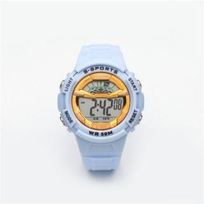 Relógio Digital Esportivo Shunway S-506 Azul Claro, Dourado, - Tudo em Caixa
