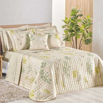 Kit Cobre Leito Colcha Tunes Queen 3 Peças Estampado 180 Fios - Natives