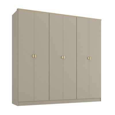 Guarda-Roupa Casal Brescia 6 Portas 4 Gavetas Bege