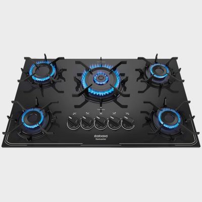 Cooktop 5 Bocas Itatiaia Itamaster Tripla Chama Em Vidro Temperado Preto / Bivolt
