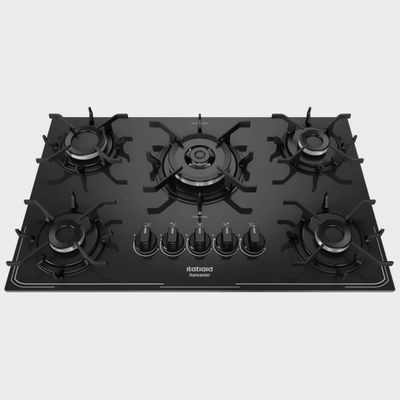 Cooktop 5 Bocas Itatiaia Itamaster Tripla Chama Em Vidro Temperado Preto / Bivolt
