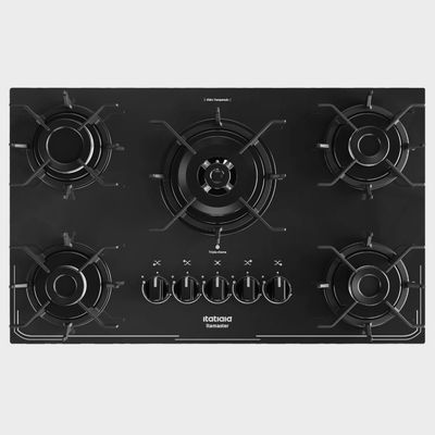 Cooktop 5 Bocas Itatiaia Itamaster Tripla Chama Em Vidro Temperado Preto / Bivolt