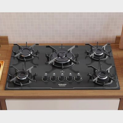 Cooktop 5 Bocas Itatiaia Itamaster Tripla Chama Em Vidro Temperado Preto / Bivolt
