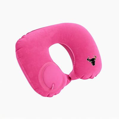 Almofada Inflável em U para Viagem com Suporte Ergonômico e Inflagem Manual Integrada - Rosa pink