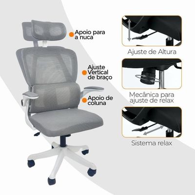 Kit 4 Cadeiras De Escritório Oficial Legacy Cinza