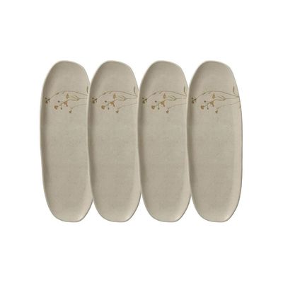 Conjunto de Travessas Ovais Rasas Grandes Orgânico Campestre 36x13cm 4 Peças Porto Brasil Cinza