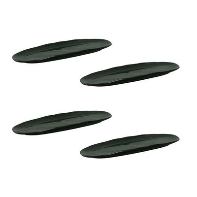 Conjunto de Travessas Ovais Pequenas Orgânico Dust 23x11cm 4 Peças Porto Brasil Preto