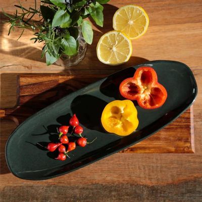 Conjunto de Travessas Ovais Pequenas Orgânico Dust 23x11cm 4 Peças Porto Brasil Preto