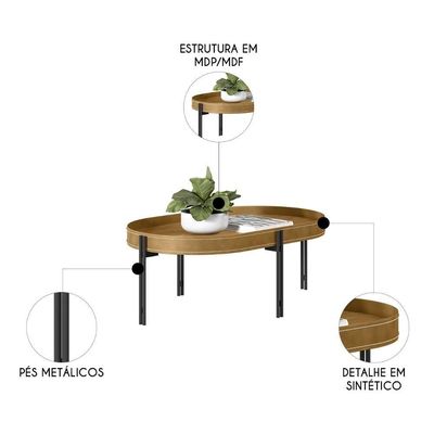 Aparador E Mesa De Centro Estilo Industrial Ville Caramelo L06 - Mpozenato