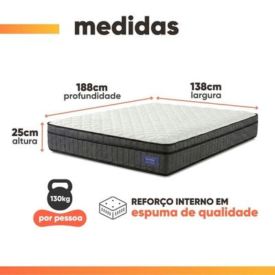 Colchão Casal Ortopédico D33 Euro Pillow Ultra 138x188x25cm Grafite