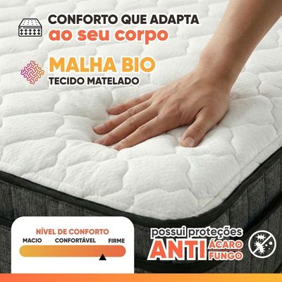 Colchão Casal Ortopédico D33 Euro Pillow Ultra 138x188x25cm Grafite