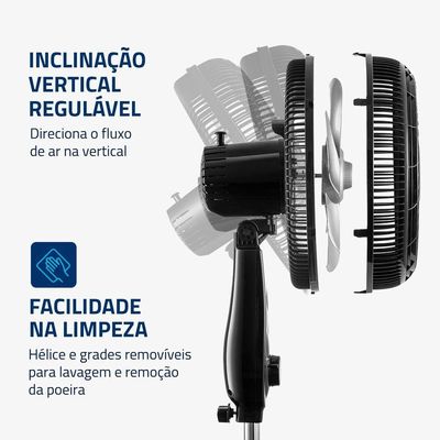 Ventilador de Coluna Mondial 40cm 8 Pás Turbo NVT-40C-8P-B Preto/Prata 110V