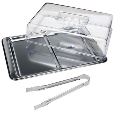 Conjunto para Frios Átina em Inox e Acrílico 3 Peças Brinox Inox e Transparente