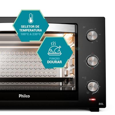 Forno Elétrico Philco 80L Preto 4 resistências PFE80A 127V