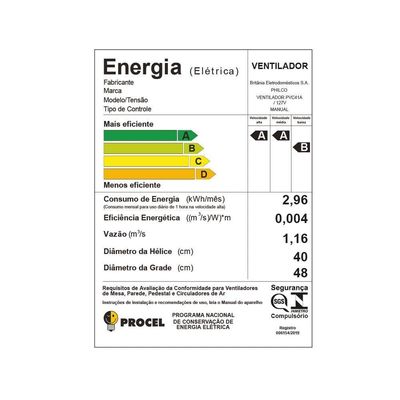 Ventilador De Coluna Philco 6 Pás 175W PVC41A 110V