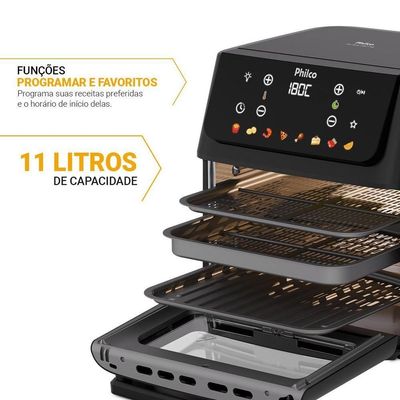 Air Fryer Oven Philco 11L 8 Funções Visor 1800W PAF11B 110V