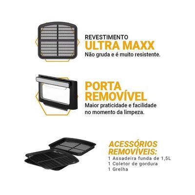 Air Fryer Oven Philco 11L 8 Funções Visor 1800W PAF11B 220V