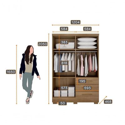 Guarda Roupa Solteiro Com Pés 4 Portas 3 Gavetas - Berlim-cumaru - Móveis Novo Horizonte