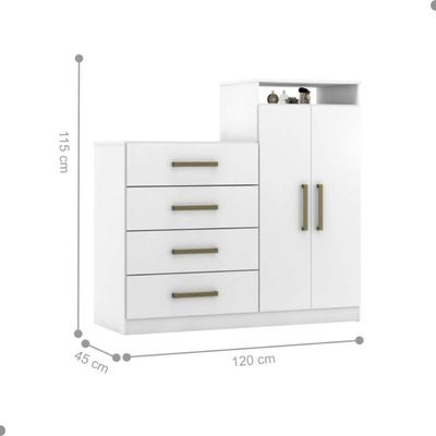 Conjunto Quarto Guarda Roupa E Cômoda Ferrara Branco