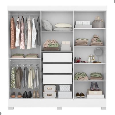 Conjunto Quarto Guarda Roupa E Cômoda Ferrara Branco