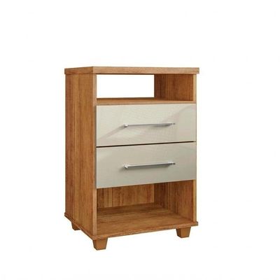 Mini Cômoda Com 2 Gavetas E 2 Nichos Multiuso Cedro Areia