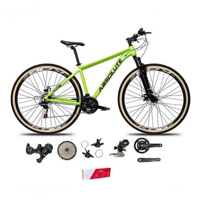 Bicicleta Aro 29 Absolute Nero 5 Alumínio 2x9 Freios Hidráulicos K7 Garfo Com Trava 18v Verde 19