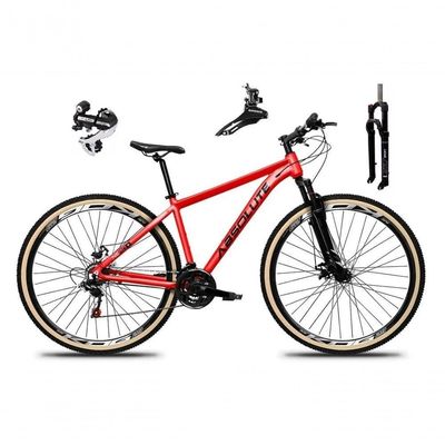 Bicicleta Aro 29 Absolute Nero 5 Câmbio Shimano 24v Acera K7 Freio A Disco Garfo Com Trava Vermelho 15