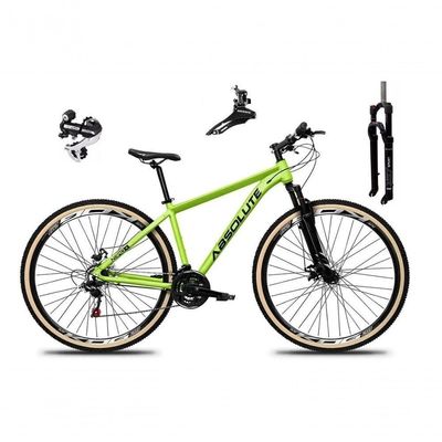 Bicicleta Aro 29 Absolute Nero 5 Câmbio Shimano 24v Acera K7 Freio A Disco Garfo Com Trava Verde 15