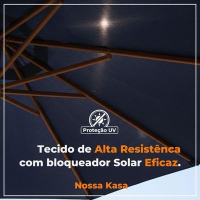 Guarda Sol Ombrelone Madeira 3m Com Proteção Uv Para Piscina Jardim Azul