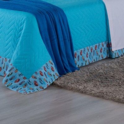 Cobre Leito Speed Car Solteiro Percal 150 Fios 2 Peças 100% Algodão - Turquesa