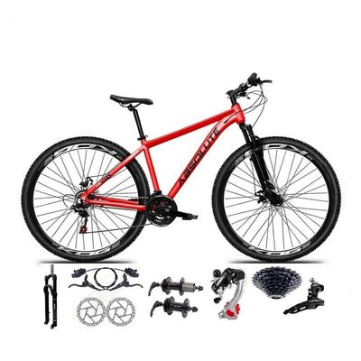 Bicicleta Aro 29 Absolute Nero 5 Alumínio 24v Câmbios Shimano Freio Hidráulico K7 Garfo Comtrava vermelho 15