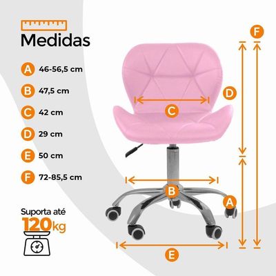 Kit 02 Cadeiras Office Eiffel Slim Ajustável Oficial Kit 2 Rosa