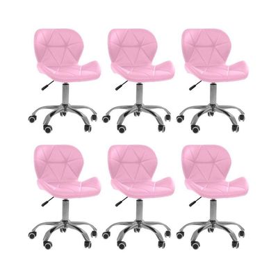 Kit 6 Cadeiras Office Eiffel Slim Ajustável Oficial Rosa