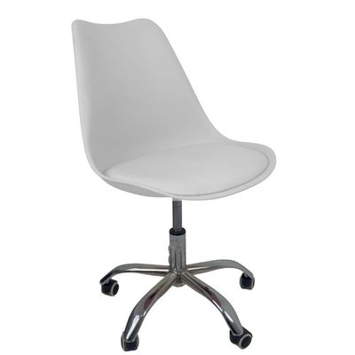 Kit 8 Cadeiras Office Base Cromada Com Rodizio Giratória Saarinen Branco