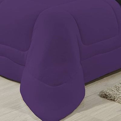 Edredom Dupla Face 100% Algodão Malha Casal Gran Moratta 01 Peça - Preto/ Roxo